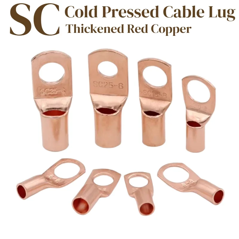 5/10/20pcs Copper Lug Ring Wire Connectors Bare Cable Electric Crimp Terminal SC4-6 SC6-6 SC6-8 SC10-6 SC16-6 SC16-8 SC25-8