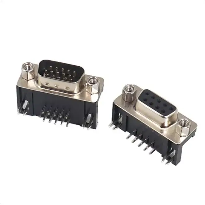 【5-1PCS】DR9/15/25/37/44 pin/core DB male/female head solder plate insert type 90 degree bent foot bent pin VGA socket