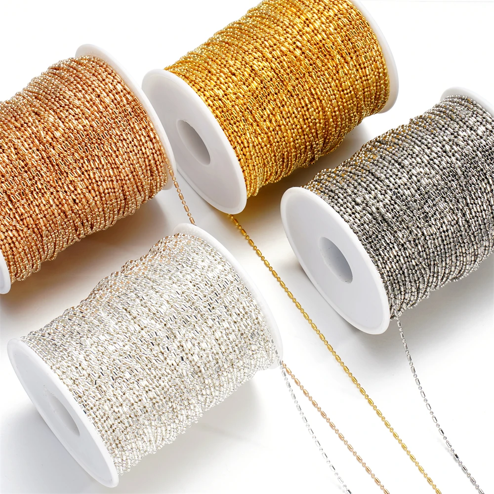 5Meters 1.5mm Gold Color Chain Thin Beading Round Metal Link Chains DIY Bracelet Necklace Jewelry Making Components Accessories