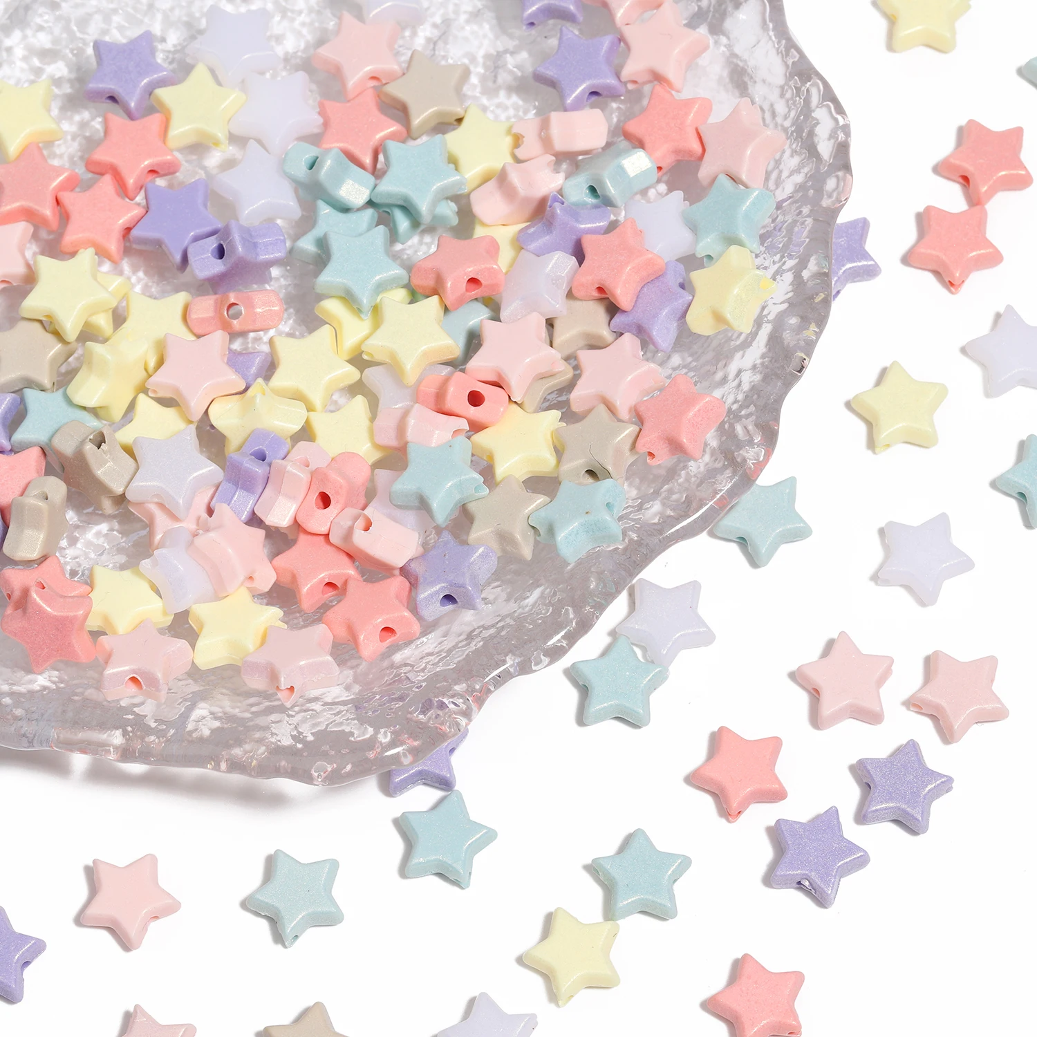 100pcs Star Shape Mixed Colors Acrylic Beads Large Hole Beads For Jewelry Making Supplies DIY Charms Bracelets Accessores 10mm