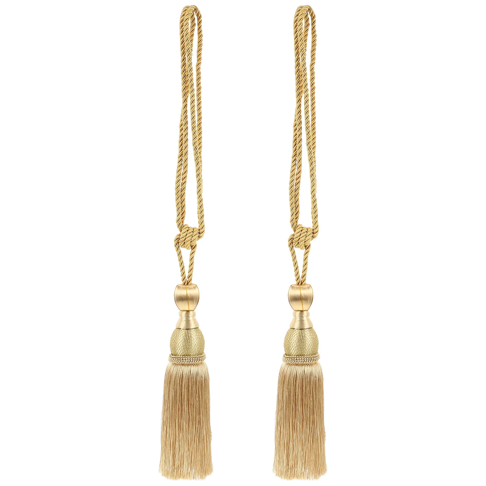 2Pcs Golden Tassel Curtain Tiebacks Premium Density Fringe Trim Perfect Fit for Neat Luxurious Look Long Term Use Decorative