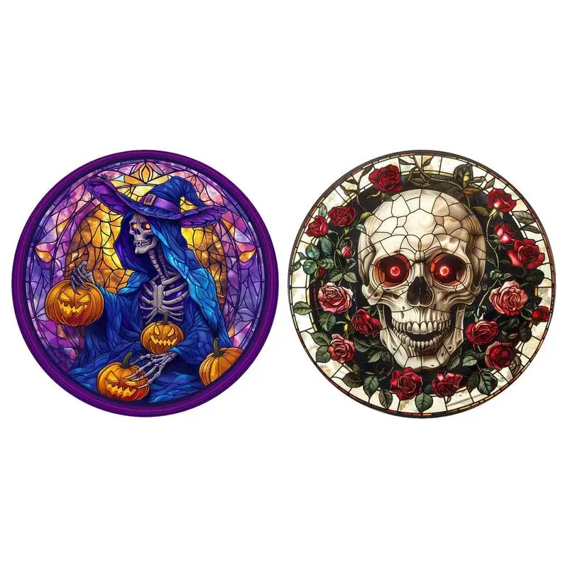 Skull Window Clings Halloween Decals For Window Reusable Waterproof Dark Theme Party Decal Oil-proof Electrostatic Sticking