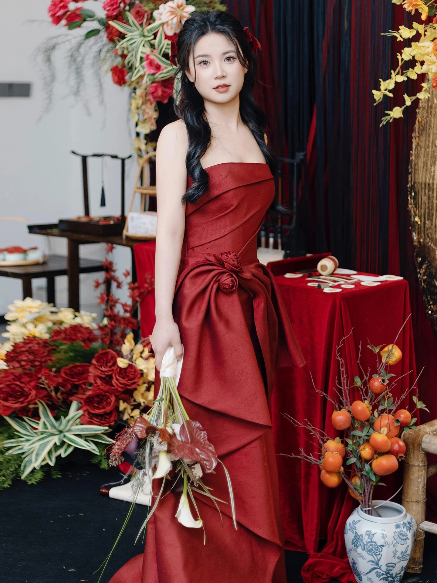 

Красное атласное свадебное платье для беременных, длинное вечернее платье для помолвки и свадебного приема