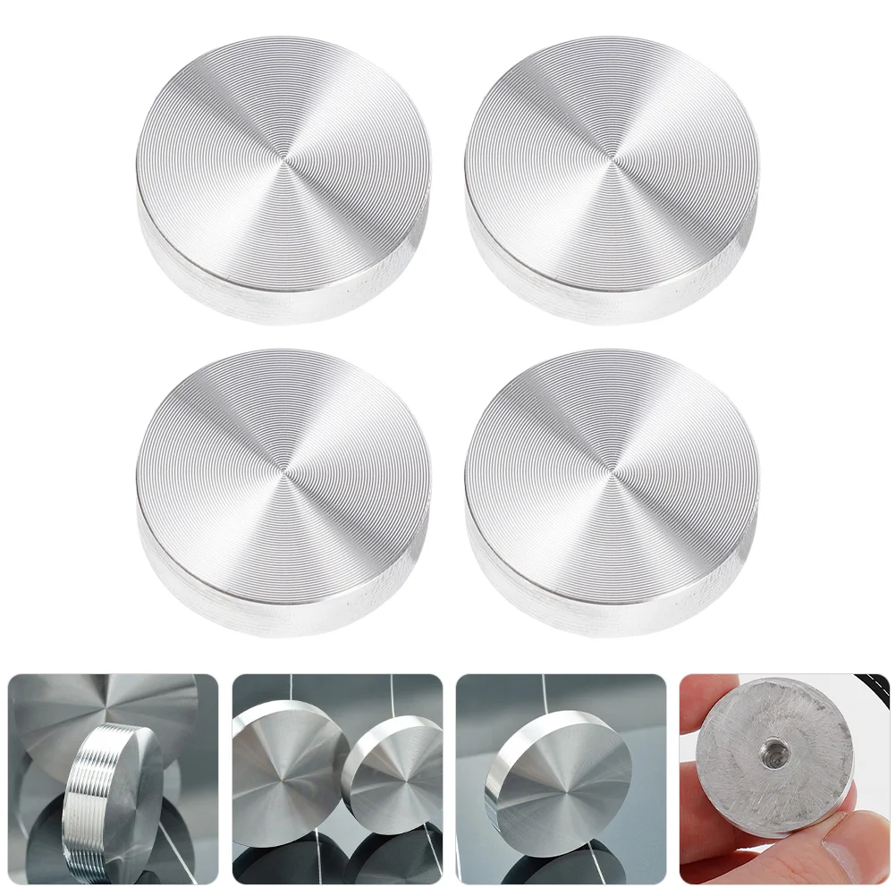 4 Stück runde massive Aluminium-Kuchen-Glas-Tischplatte, rutschfeste Pads, Metall-Scheibenadapter für kreisförmige Kaffee-Legierung