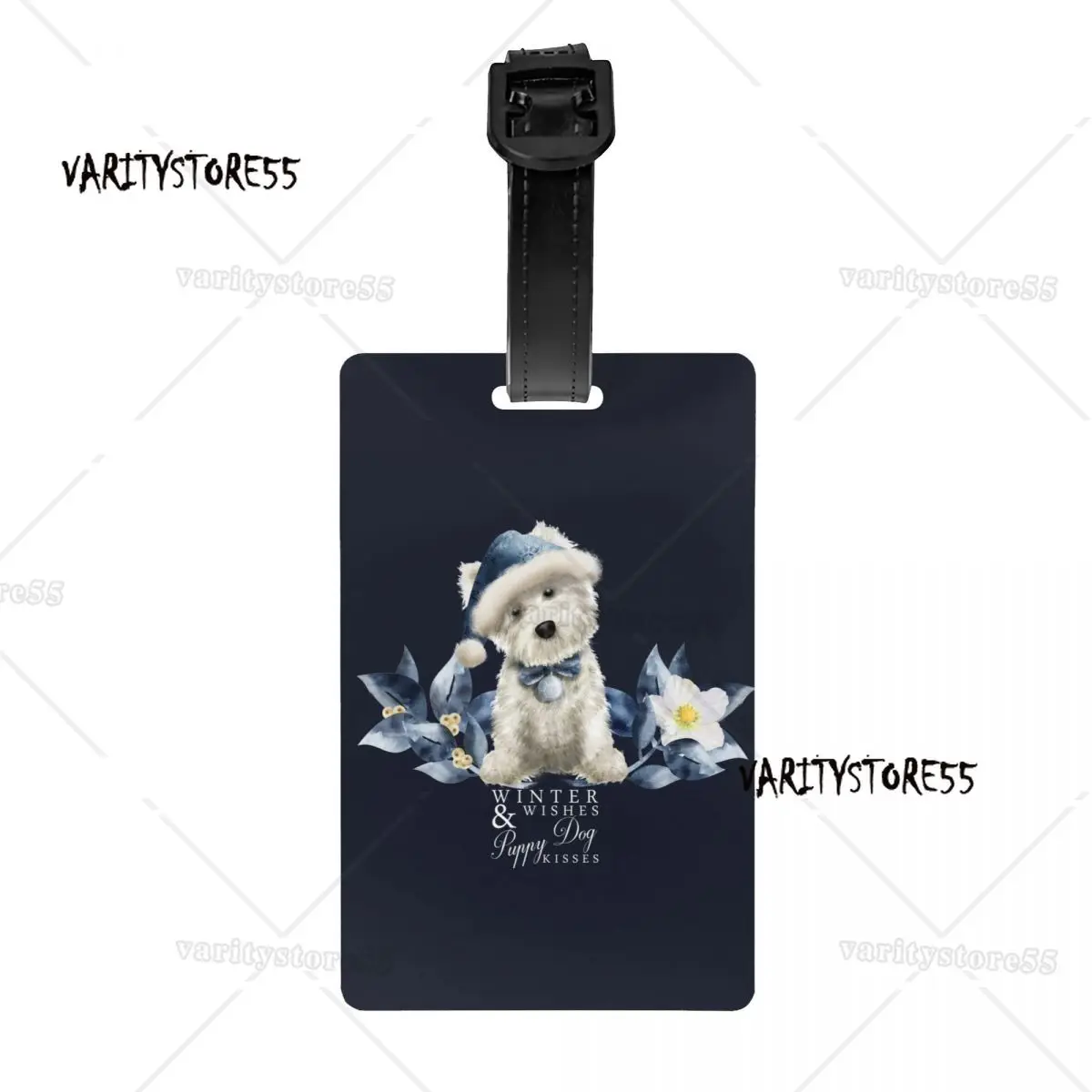 Cute West Highland White Terrier Dog Luggage Tag With Name Card Westie Puppy Privacy Cover ID Label for Travel Bag Suitcase