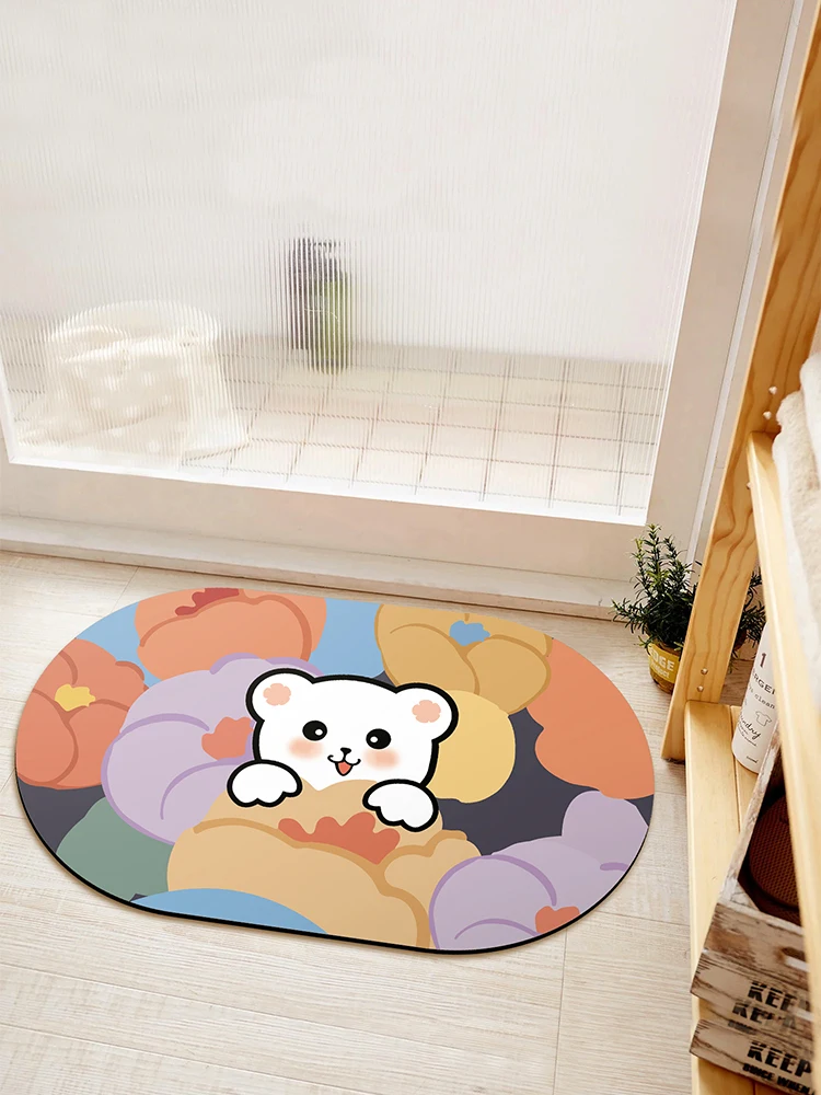 

Batoom Entrance Mat Water Absorbent Silicon Dendroid Non-Slip Cartoon Qui Dry Foot Pad Carpet for Toilet And Wabasin