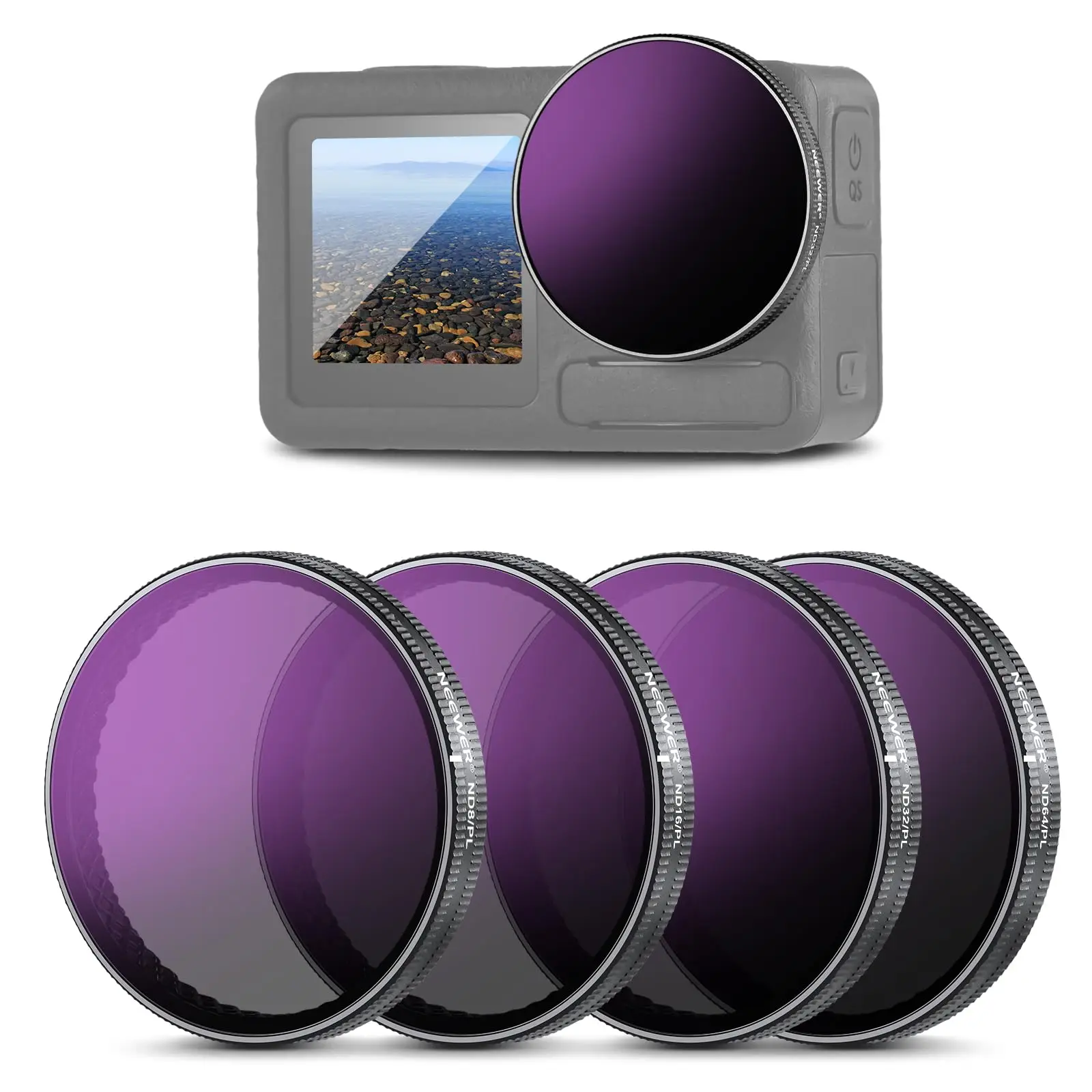 NEEWER ND/PL-filterset compatibel met DJI Osmo Action 3/4/5 Pro neutrale dichtheid polariserende actiecamera-accessoires