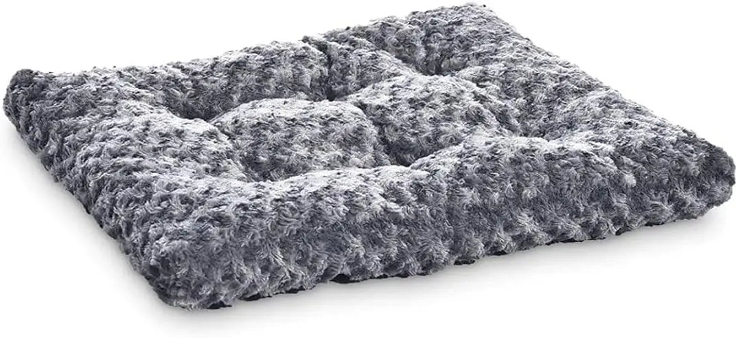 Washable Cat and Dog Bed, Cozy Crate Pad for Large Dogs with Ultra-Soft Plush, Machine Washable, 40x27x3.5 Inches Gray