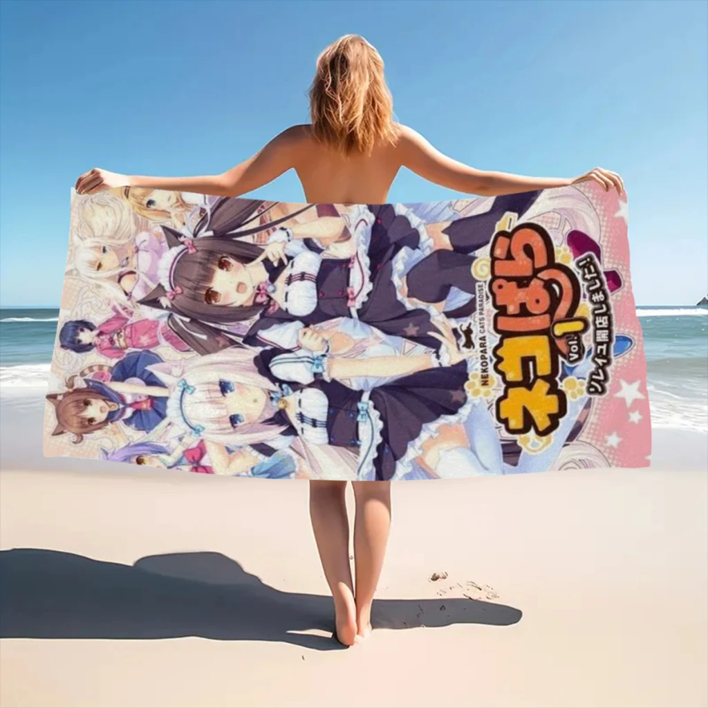 Anime Nekoparas Kawaii Cute Print Quick Dry Sandless Beach Blanket Soft Comfortable for Men Women Pool Towel