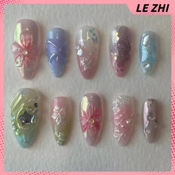 Vip Custom Nail Art Press On Fake Nails High-End Customization Handmade Acrylic Fake Nails Cartoon GothFrench Nail Party Sticker