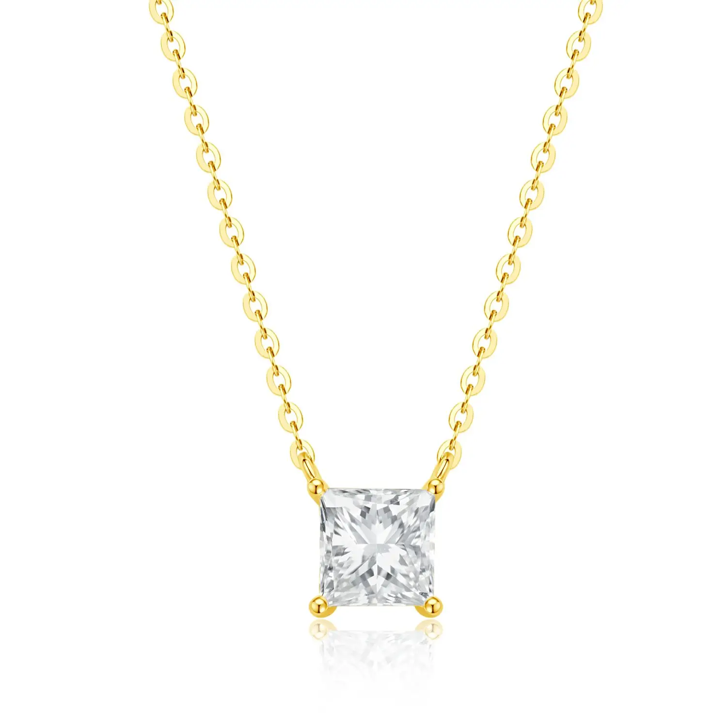 NGIC/NGTC Square Lab Grow Diamonds Necklace 18K Yellow Gold Necklace For Women Elegant Charming Jewelry