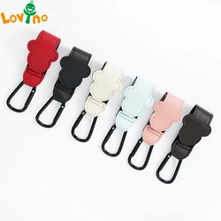 1/2pcs PU Leather Baby Bag Stroller Hook Pram Bicycle Shopping Cart Organizer Drop-proof Diaper Bag Holder Newborn Accessories