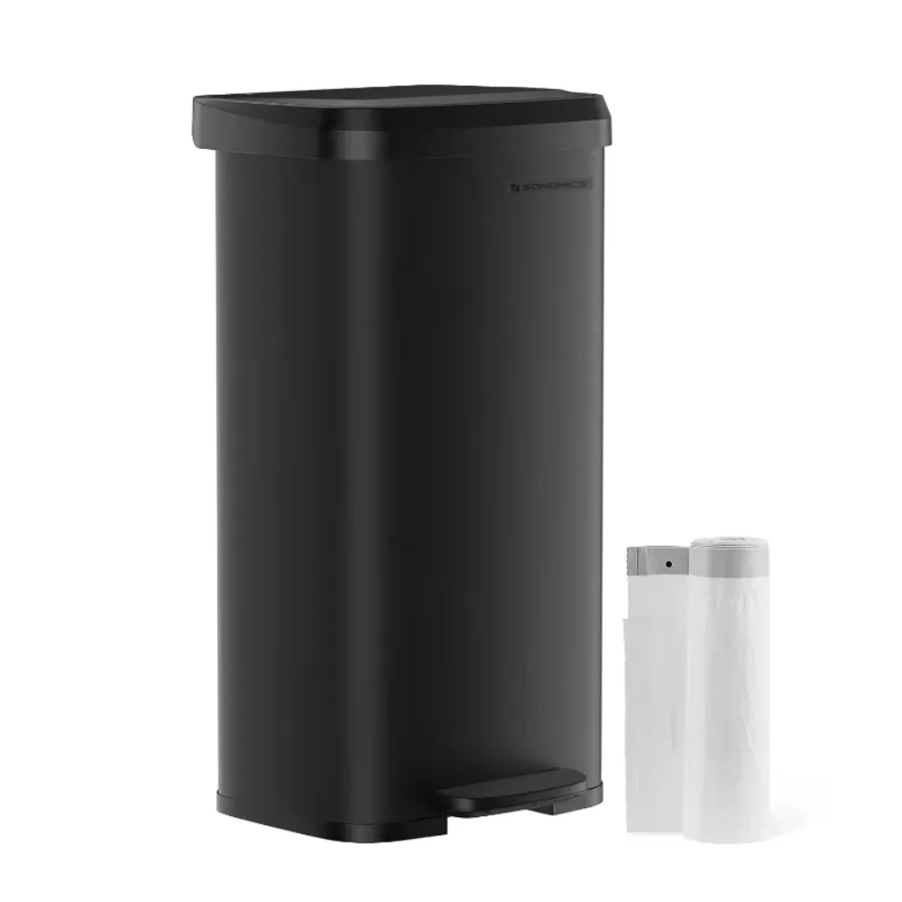 

Kitchen Trash Can, 18-Gallon Stainless Steel Garbage Can, with Stay-Open Lid and Step-on Pedal and Space-Saving