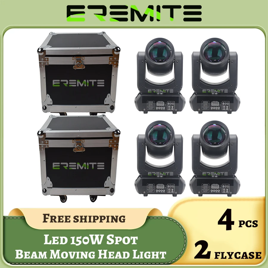 

No Duty 2Flightcases For 4Pcs 150w Beam Spot Moving Head 18 Prisms Wedding Holiday Party Stage Lighting DMX Control Dj Gobo