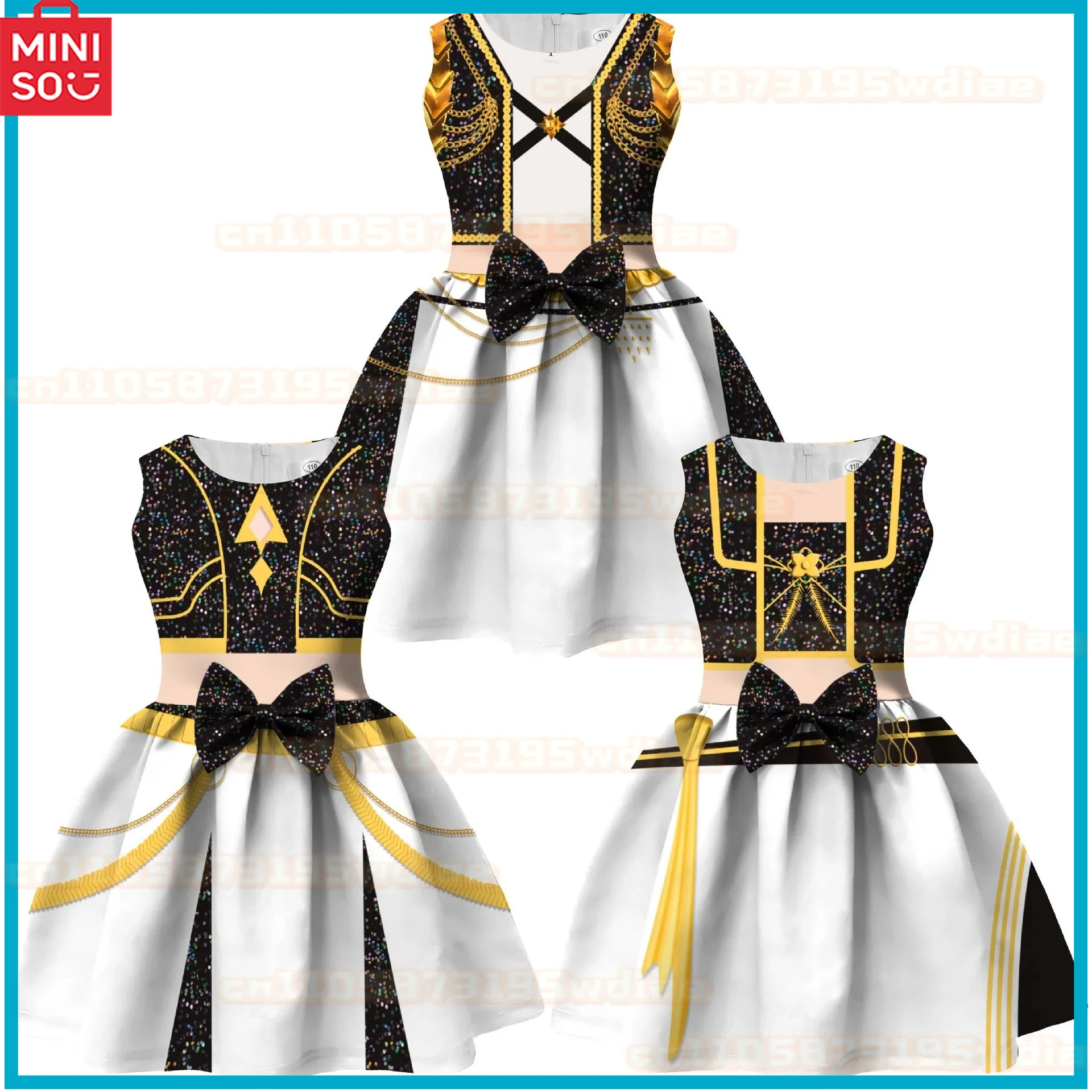 

MINISO 2025 Childen Girls Halloween Dress Kids Fall Winter Christmas Dress With Front Bow and Bag RUMI MIRA ZOEY COSPLAY