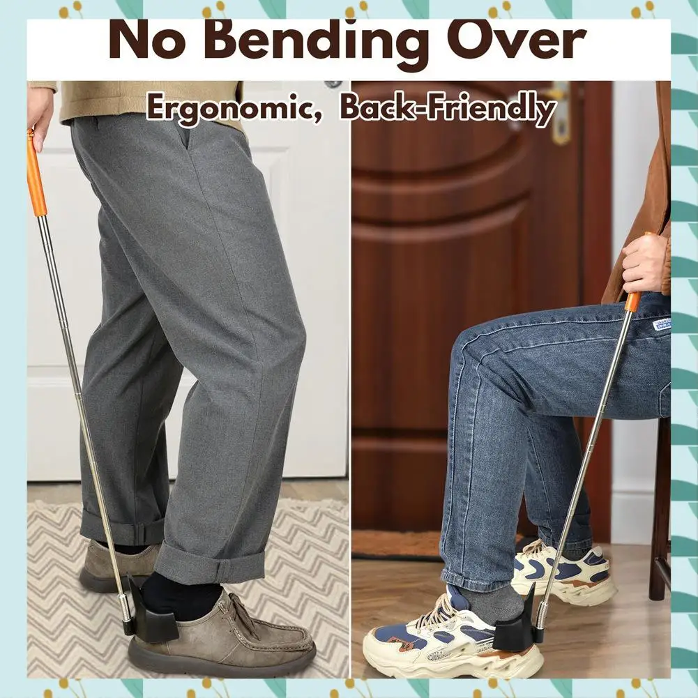 A71P Shoe Horn Long Handle For Seniors, Extended Foot Shoe Funnel, Shoe Assist Device For Sneakers, For Soft Shoes