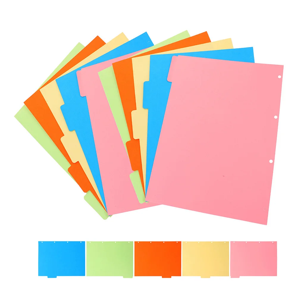 3Sets Colored Binder Dividers Paperboard Loose Leaf Tabs for Notebook Journal Presentation Index Pages A4