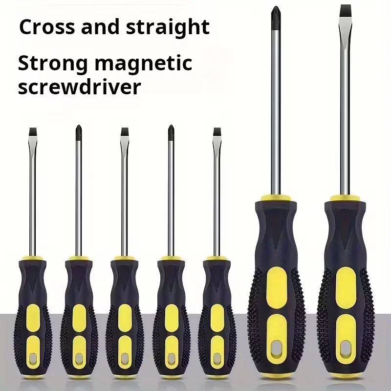 Massage handle cross&slotted screwdriver with anti slip handle, household hardware repair tool