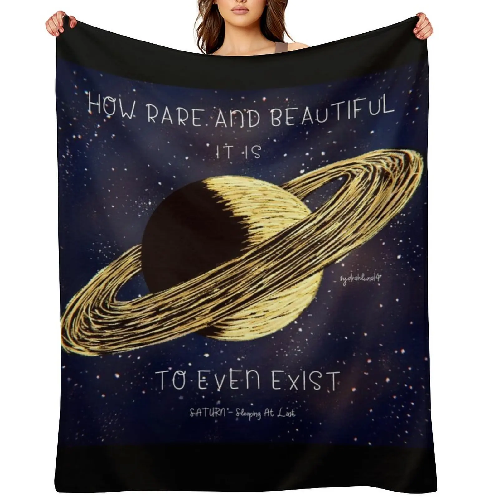 Saturn - Sleeping At Last Throw Blanket Sofa Throw Furry Decoratives Thin Blankets