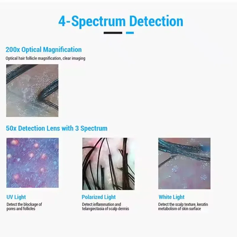 Machine d'analyse de Scanner de follicules pileux de cuir chevelu de lumière UV pour le détecteur professionnel de cheveux de Salon de soins de peau de beauté