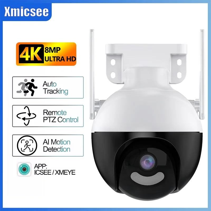 

ICSEE 4K 4MP 8MP PTZ Wi-Fi IP-камера AI Обнаружение человека Двусторонняя аудио-видео камера наблюдения Наружная беспроводная камера видеонаблюдения