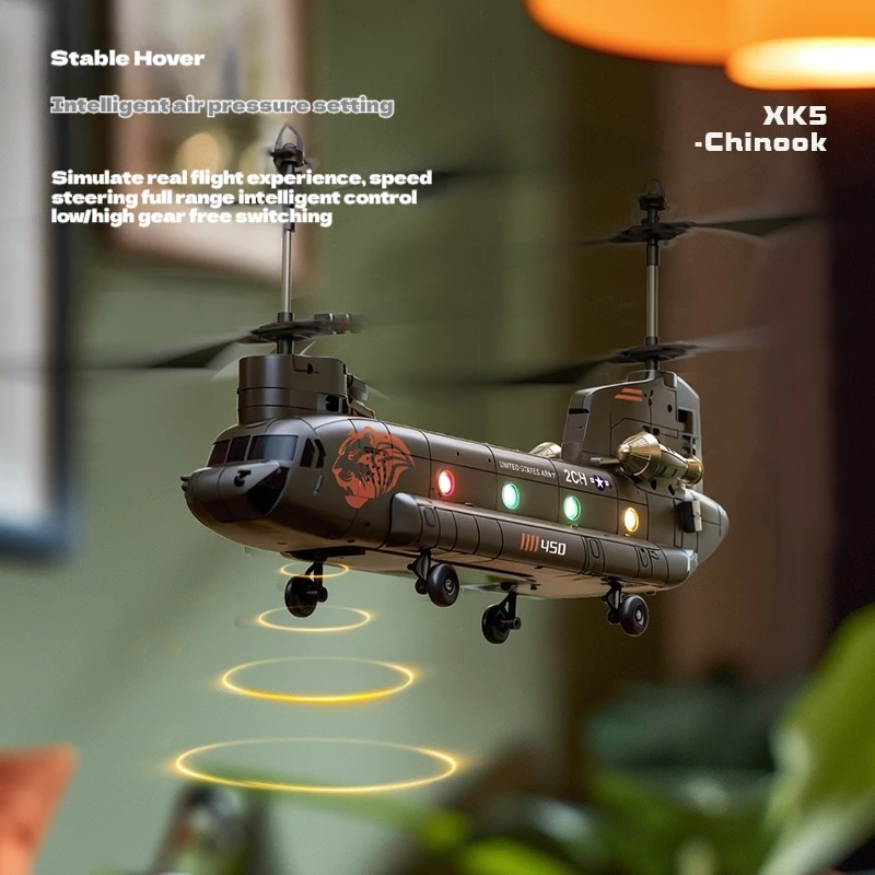 Rhsky Chinook Remote-Controlled Helicopter American Simulation Quadcopter Heavy Transport Armed Combat Drone Toy Gift