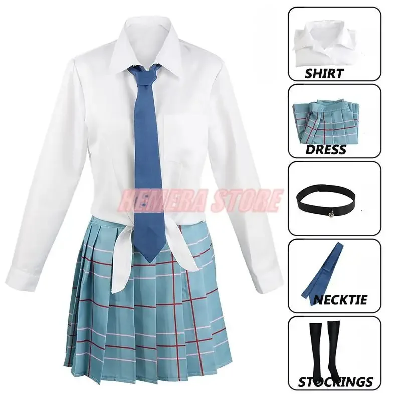 qq38Anime My Dress Up Darling Kitagawa Marin Costume JK School Uniform Skirt Pants Wig Gojo Wakana Cosplay Costumes For