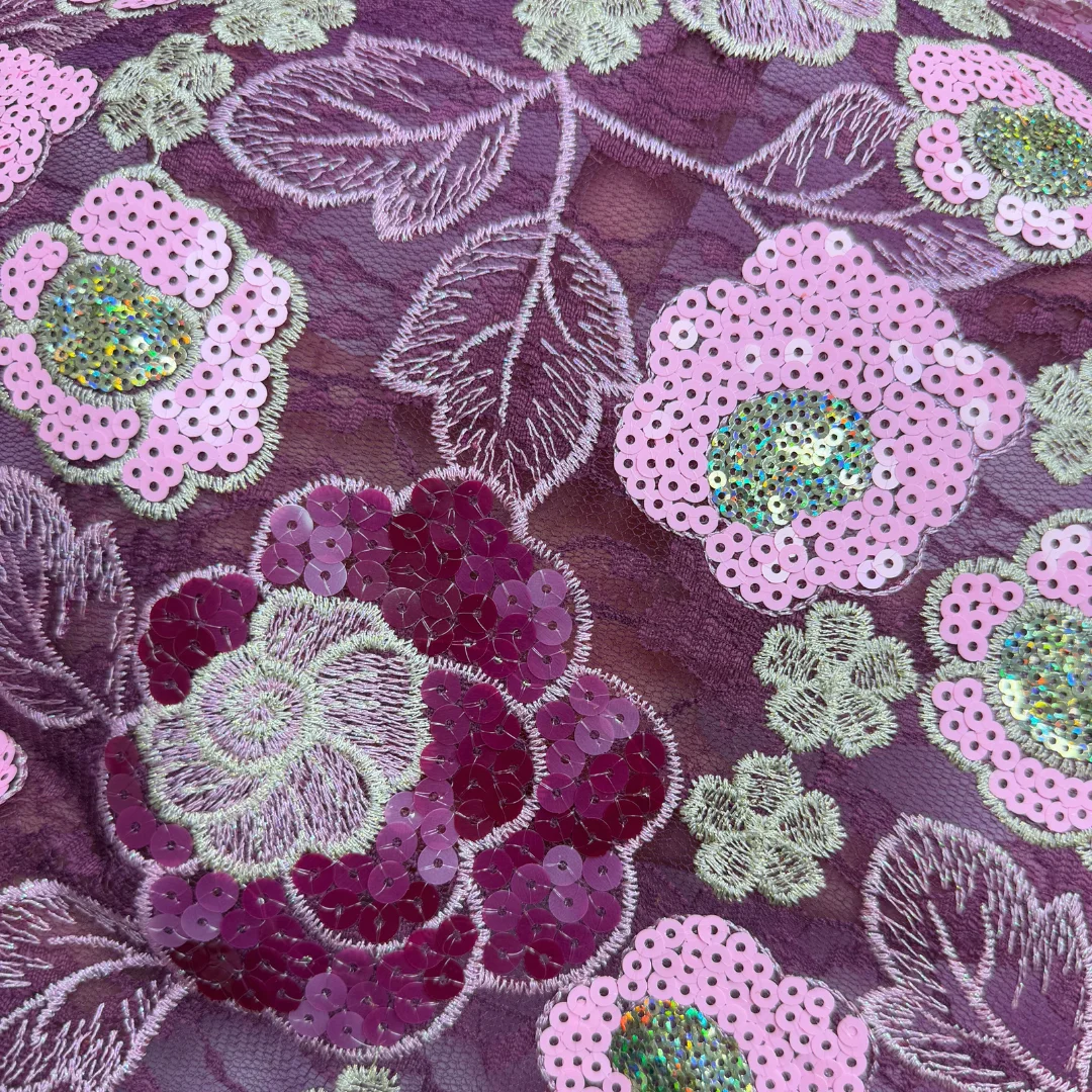 

High Quality Nigerian Velvet Lace Fabric Sequin Floral Embroidery Rope Mesh For Sewing Women's Evening Dress Wedding Gown 5 Yard