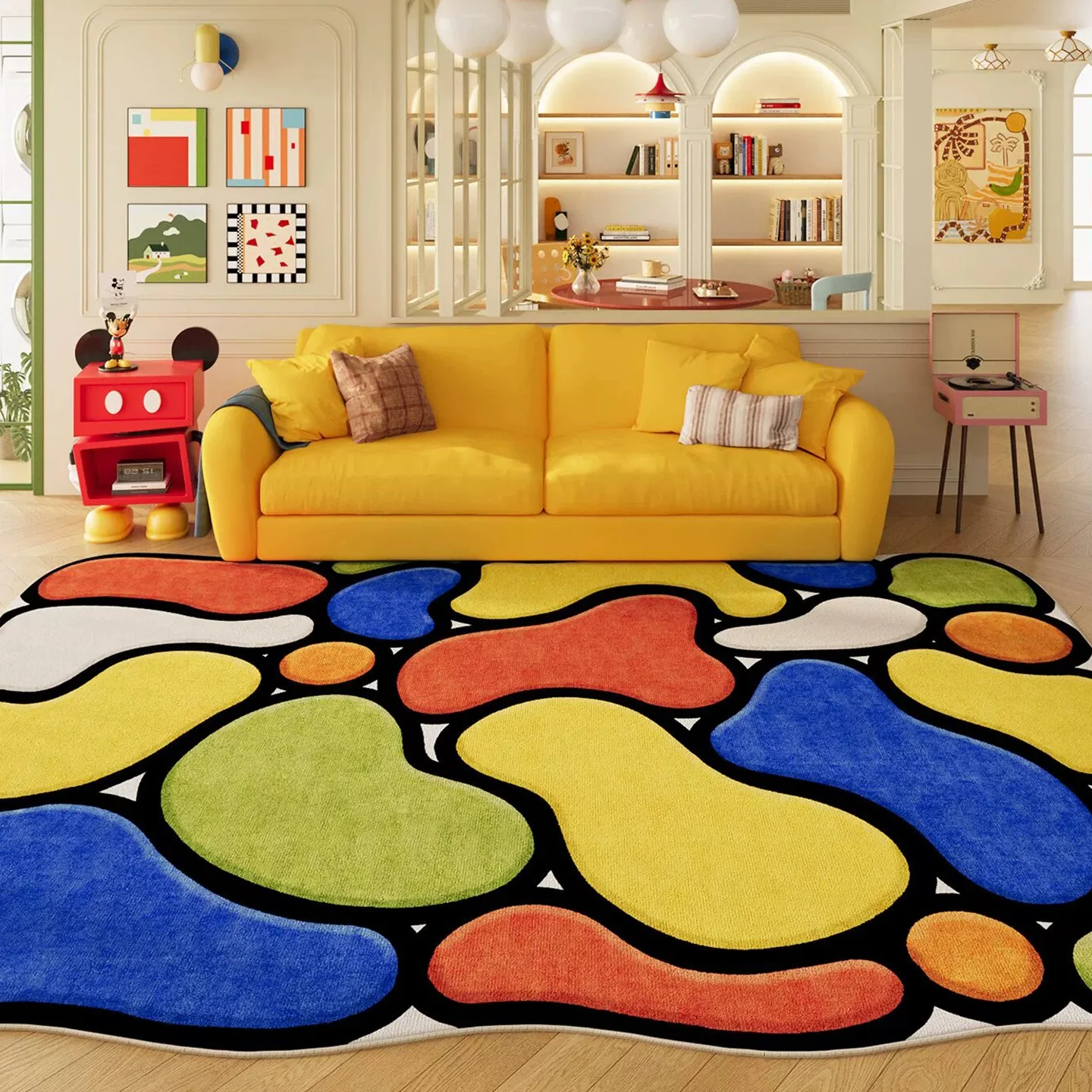 Bauhaus Dopamine Rugs for Living Room Wavy Edge Irregular Shape Carpet Coffee Tables Non-slip Mats Bedroom Rug Ковер В Гостиную