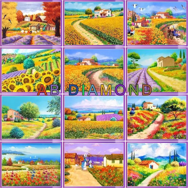 

CHENISTORY AB Diamond Painting 5d Pastoral Landscape Full Square Drill Diamond Embroidery Mosaic House Needlework Diy Home Decor