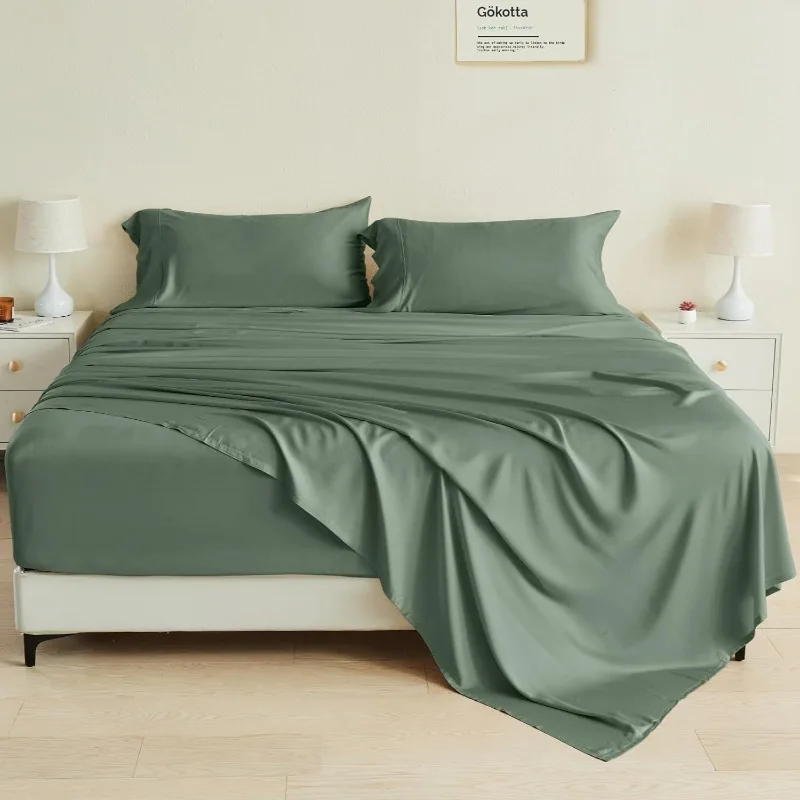 

King Size Sheets Set,Breathable Soft Sheets King Size,16” Pocket King Sheets with Elastic Corner Straps,Moisture Wicking