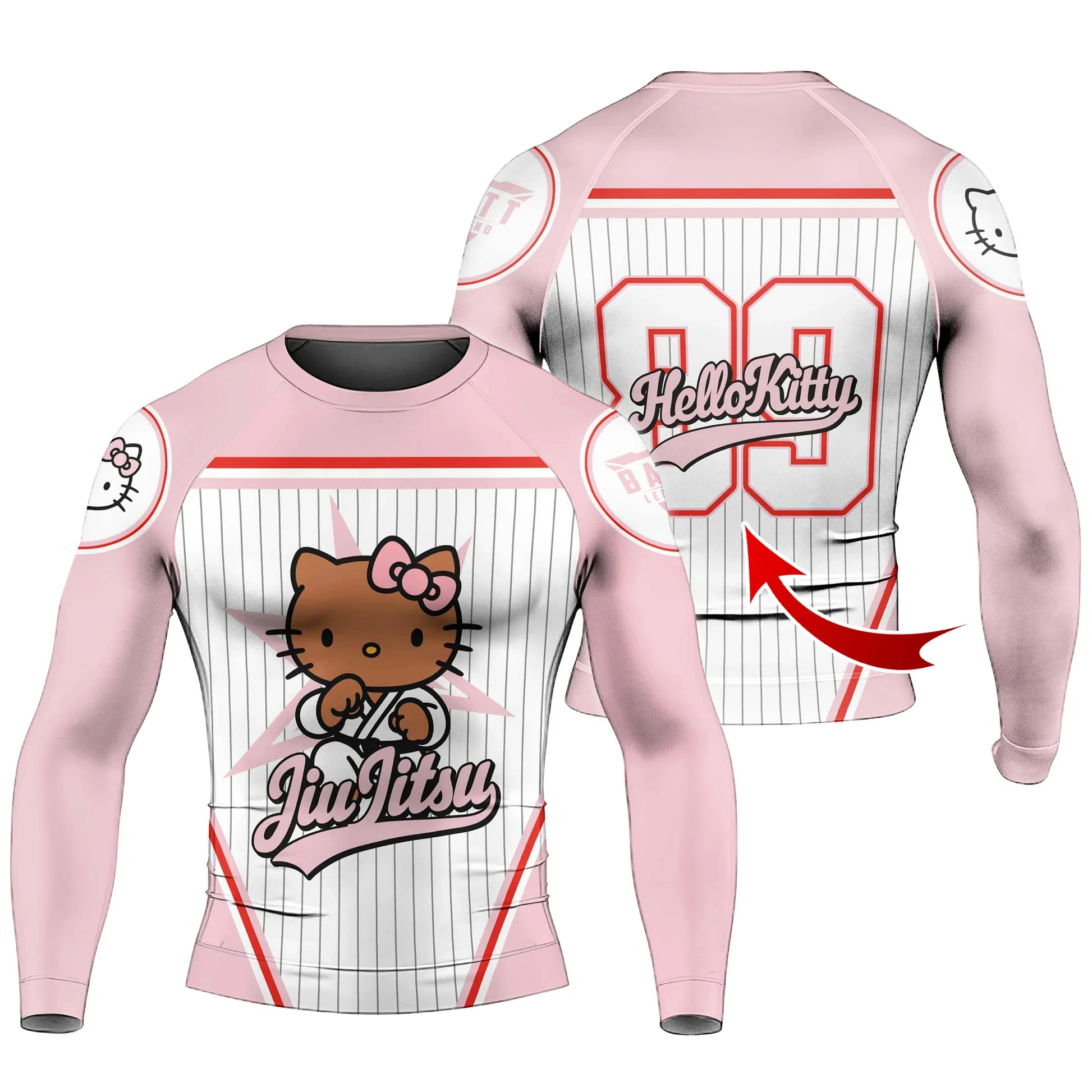 شخصية Jiu-jitsu Hello Kitty3D مطبوعة سريعة الجفاف بأكمام طويلة وقصيرة للرجال والنساء والكبار والأطفال