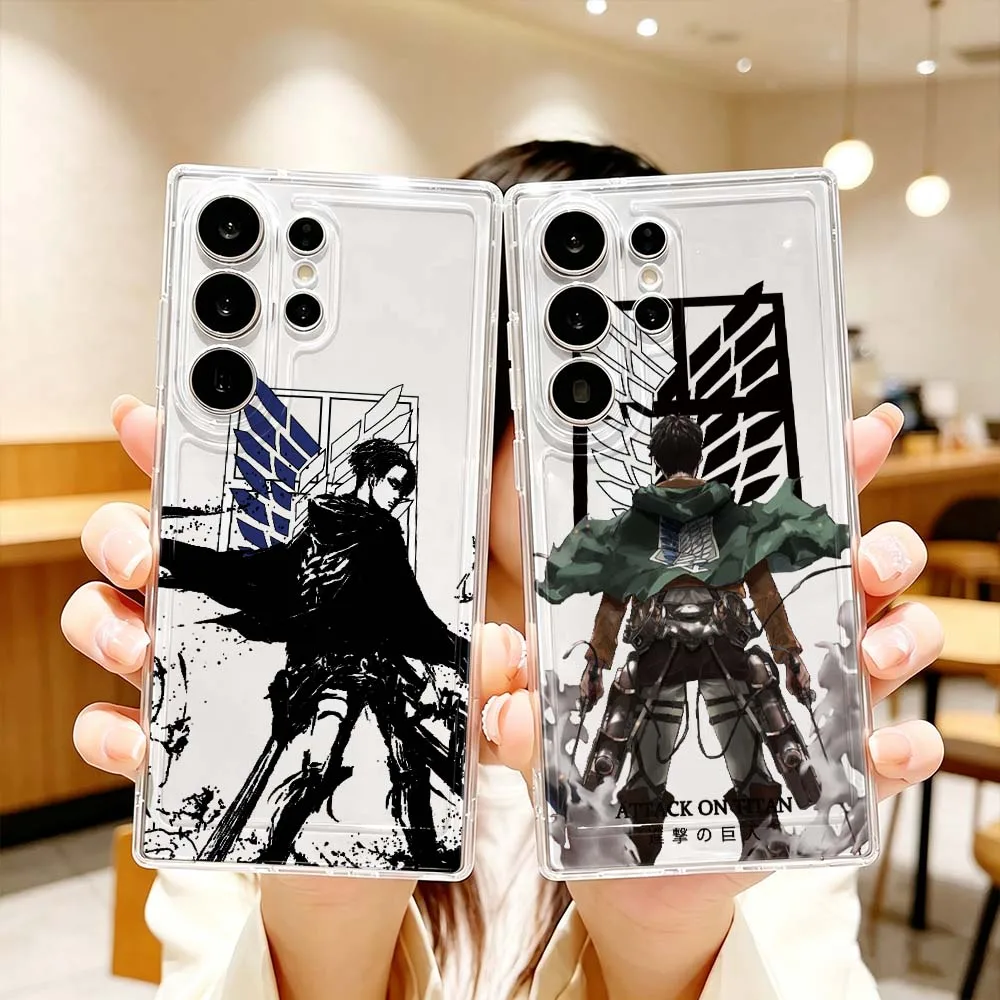 Attack On Titan Anime Cute Cover For Samsung Galaxy S26 S25 S24 S23 S22 S21 S20 Ultra Plus FE Pro 5G Transparent Phone Case