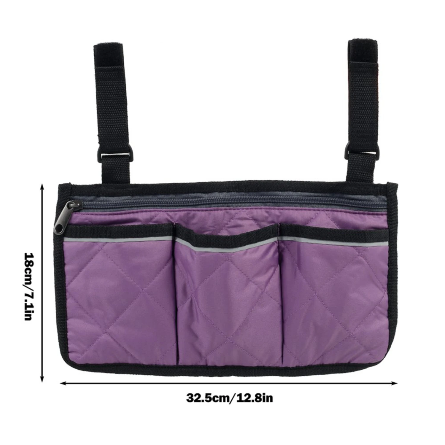 Wheelchair Armrest Side Bag Walker Accessory Organizer Bag with Reflective Stripes Waterproof Storage Pouches for Any Wheelchair