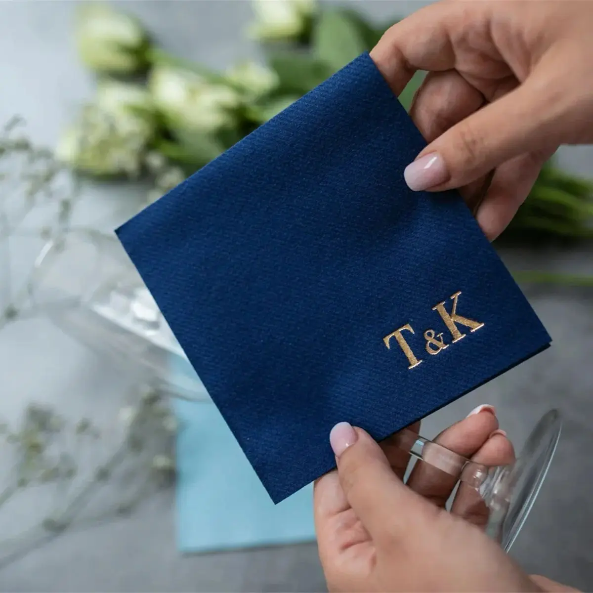 

50pcs Personalized cocktail Napkins wedding, soft linen like, airlaid Custom wedding Napkins, Napkins for wedding, Monogramed Na