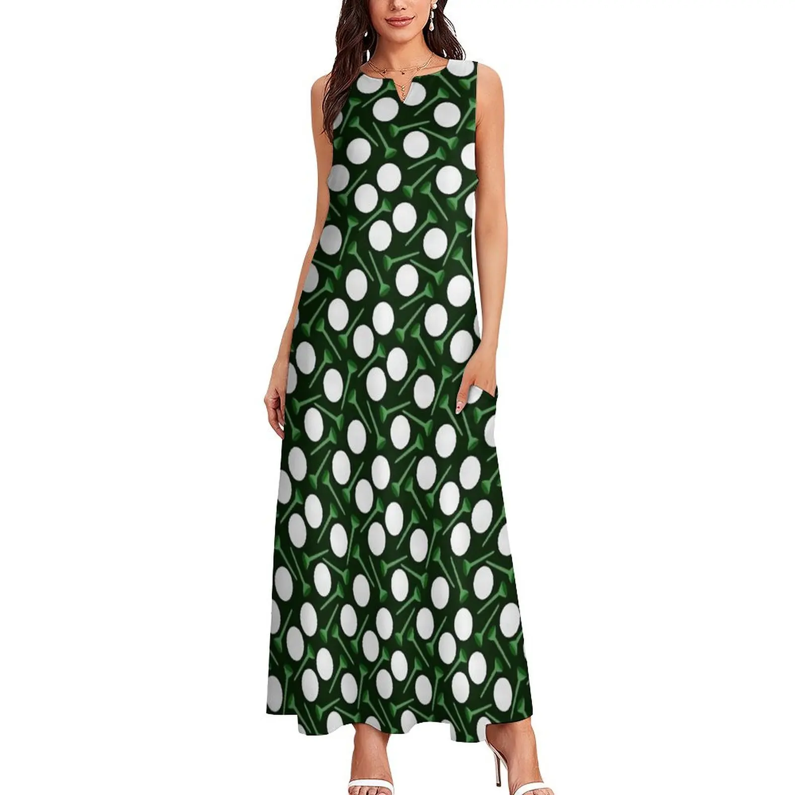 Golf balls and tees in green Long Dress party dresses woman luxury dress dress long women summer