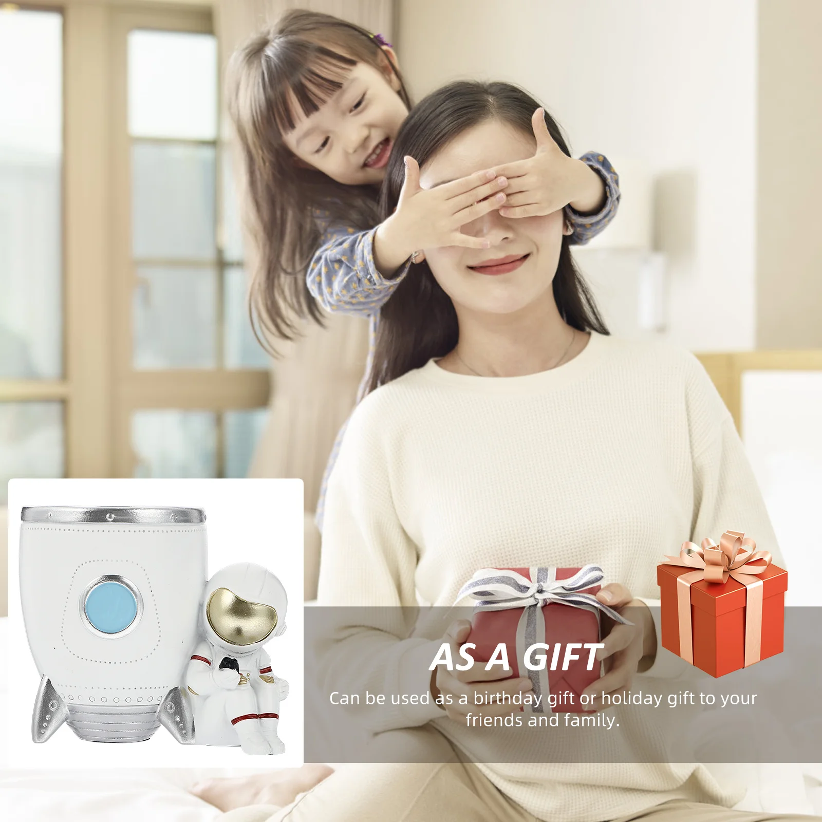 

Astronaut-Themed Resin Pen Holder with Rocket Design for Desk Organization and Desktop Adornment Storage Solution