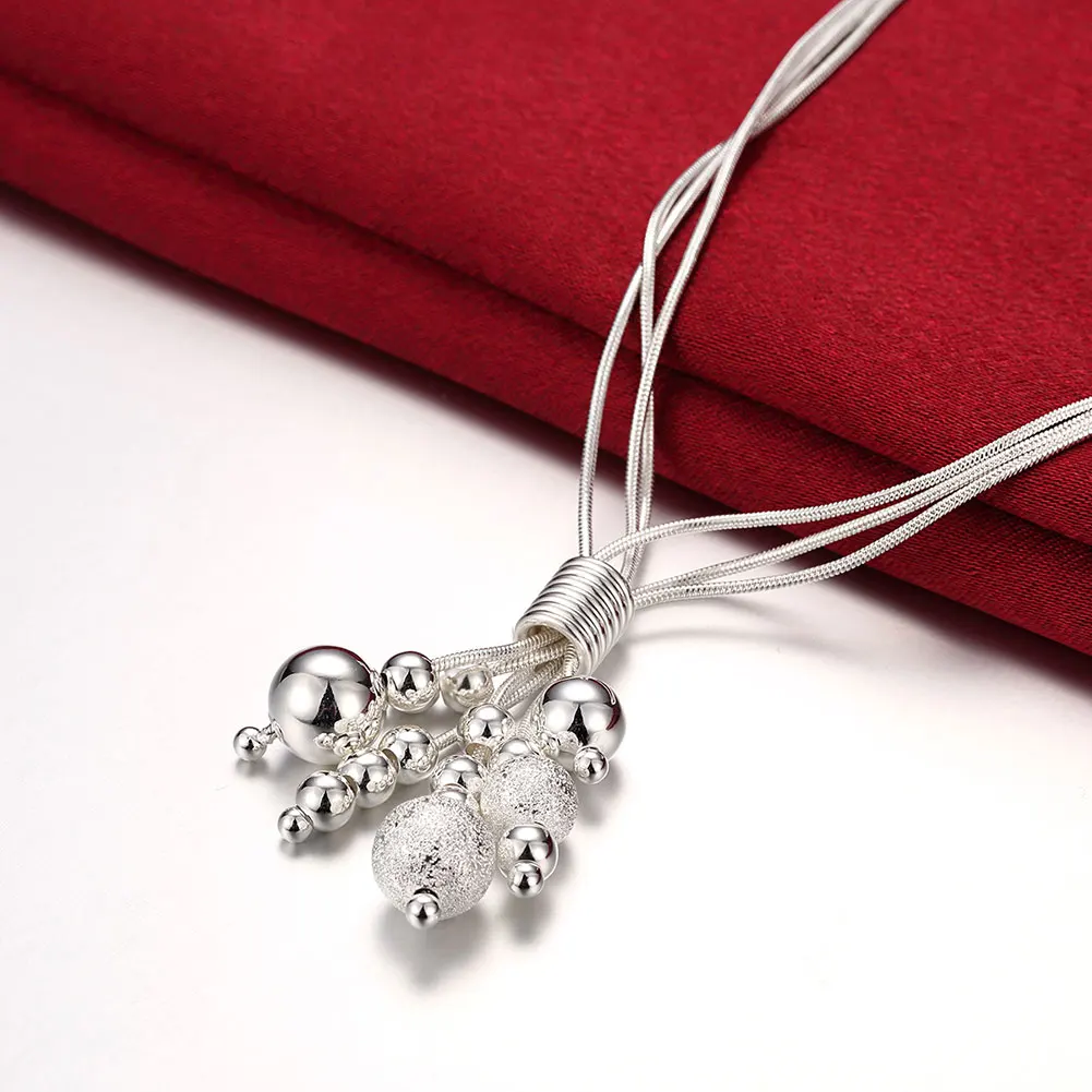 Women's 925 Sterling Silver Beaded Tassels Necklace, Creative Gift