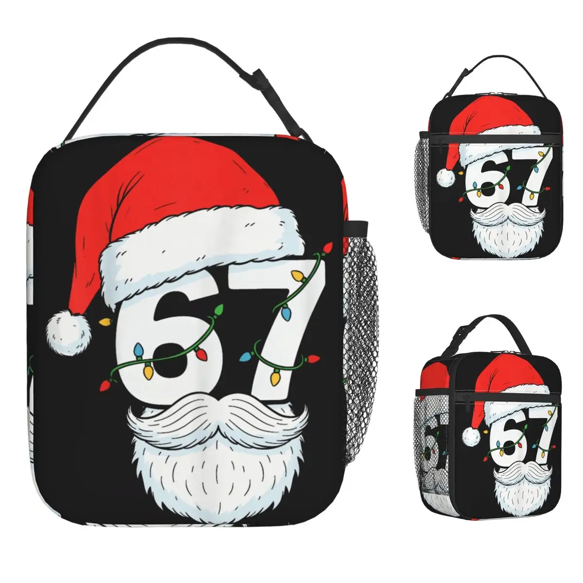 

Трендовая сумка для обеда Six Seven Meme Christmas 67, сумка для обеда с лицом Санта-Клауса, дорожная коробка для завтрака для девочек, сумка-тоут с принтом, сумка-холодильник Оксфорд