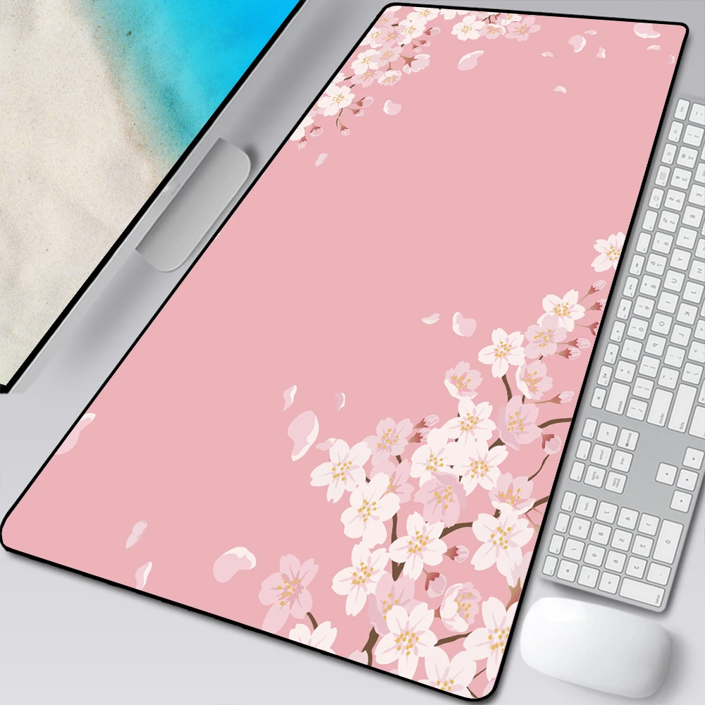 

Pink Cherry Blossoms Mousepad Home Computer Table Large Pc Mouse Pad Art Sakura Keyboard Mause Rug Desk Mat Office Accessories