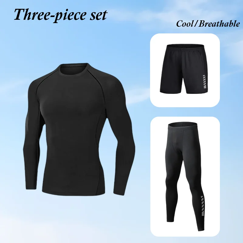 

Men's Sportswear Set Quick Drying Tights Ice Silk Running Fitness Clothes Training Shorts Basketball Morning Run Apparel