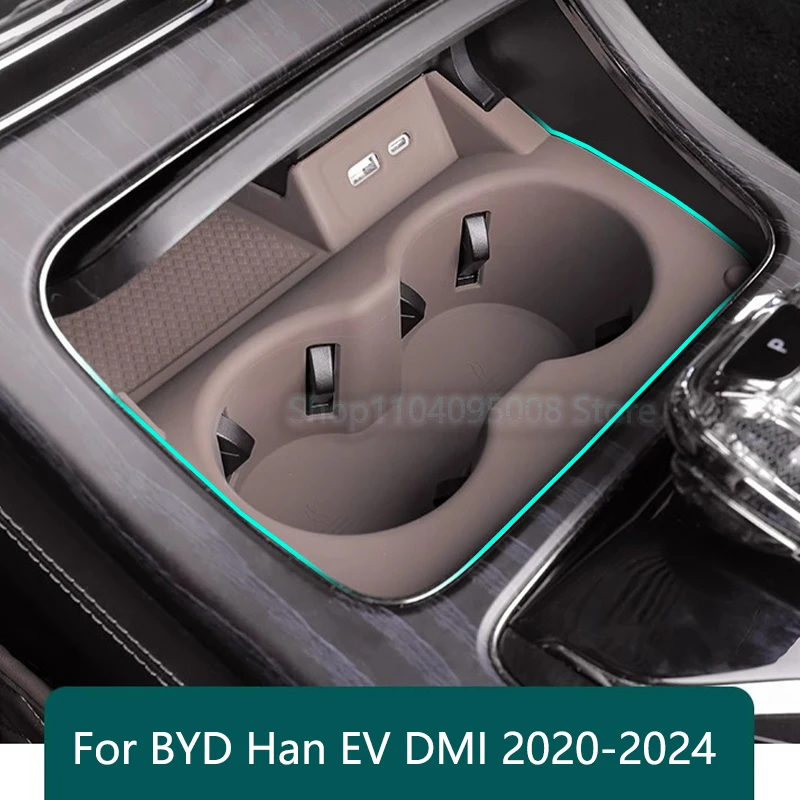 

For BYD Han EV DMI 2020 2021 2022 2023 2024 Central Control Water Cup Silicone Protective Pad Anti Slip Frame Accessories