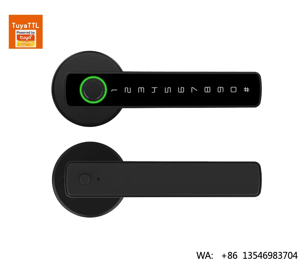 Biometric Fingerprint Smart Door Handle Lock Keyless Entry with Memory Card Storage for Wood Aluminum & Steel Doors