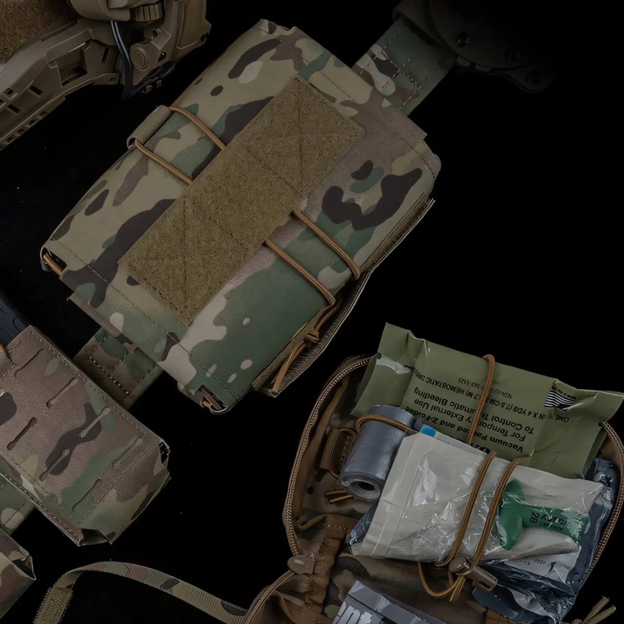 Wosport Horizontal Pull Medical Pouch Removable Insert Elastic Cord Storage MOLLE PALS Mounting for Airsoft Outdoor Activities