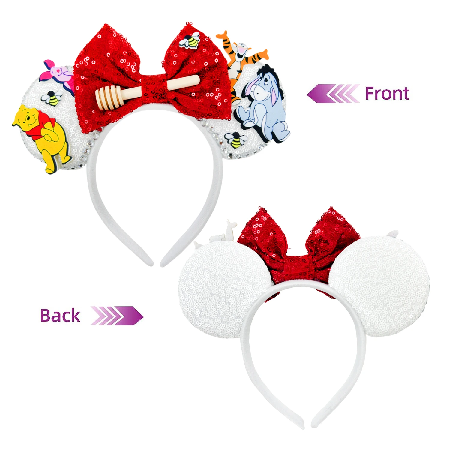 New Birthday Girl Minnie Mouse Ears Headband Bee Winnie Pooh Bear Girl Piglet Tigger Hair Accessories Women Roo Eeyore Hairband