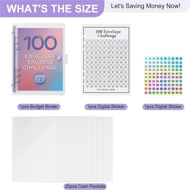Advanced 100 Envelope Money Savings Challenge Binder, Expense Budget Sheet For Budgeting And Saving Money, Budget Binder Durable