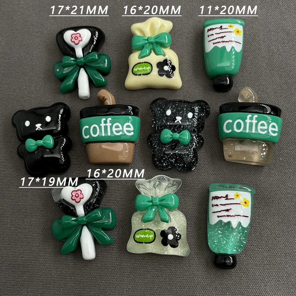 10pcs Cartoon resin coffee bear pendant diy handcrafted jewelry accessories making for Earring keychain Phone case decoration view 2