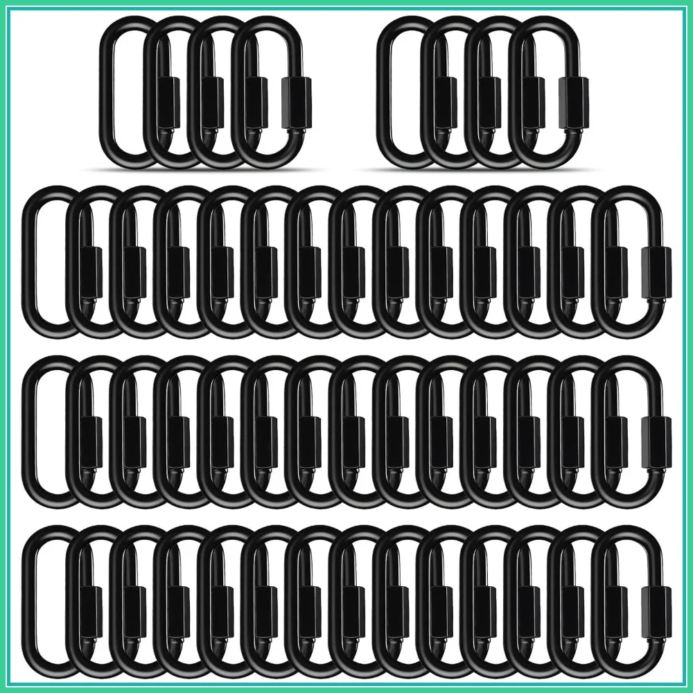 

200PCS 1.57 Inch Heavy Duty Quick Chain Links, 5/16 Threaded Black Carabiners for Hammock Camping, 330LB Capacity