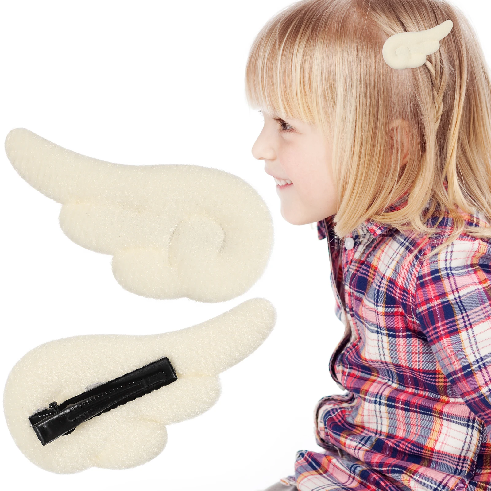 

Angel Wings Hair Clips Soft Fabric Handmade Bright Colors Accessories Girls Toddler Teens Women Gift Party Christmas