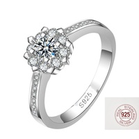 Luxury 925 Sterling Silver Classic Ring for Women snowflake jewelry simple 30ct diamond ring imitation diamond women's ring